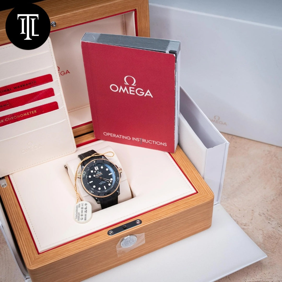 Omega Seamaster Diver 300m Rose Gold & Ceramic Black Dial