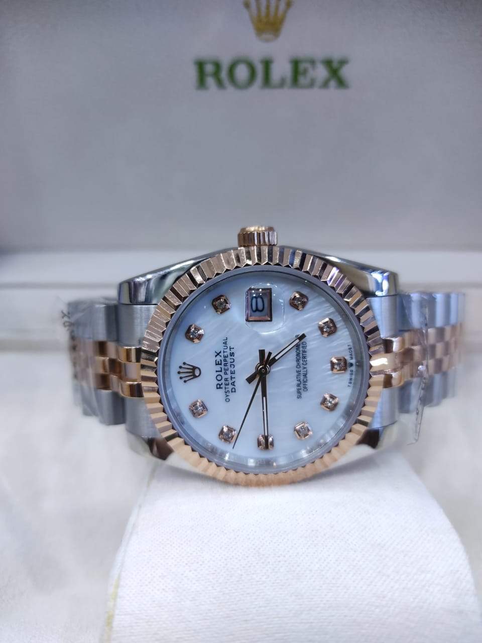 Datejust 2 Tones Fond Blanc simple OR rose
