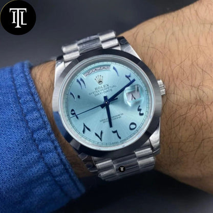 Rolex Day-Date 40 Platinum Blue Arabic