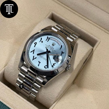 Rolex Day-Date 40 Platinum Blue Arabic