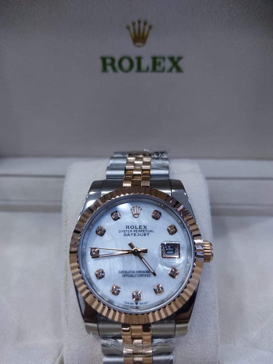 Datejust 2 Tones Fond Blanc simple OR rose